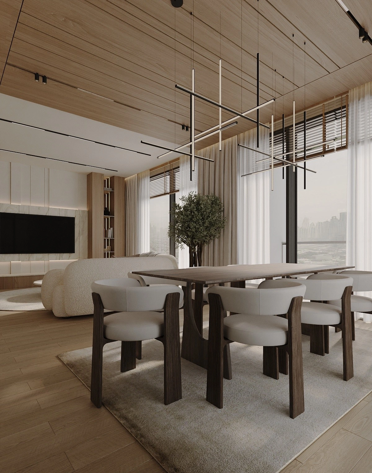 living room interior visualisation in Dubai